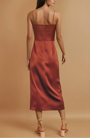 Rust Corset Midi Dress