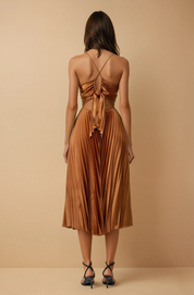 Sofie Bronze Pleated Midi Dress