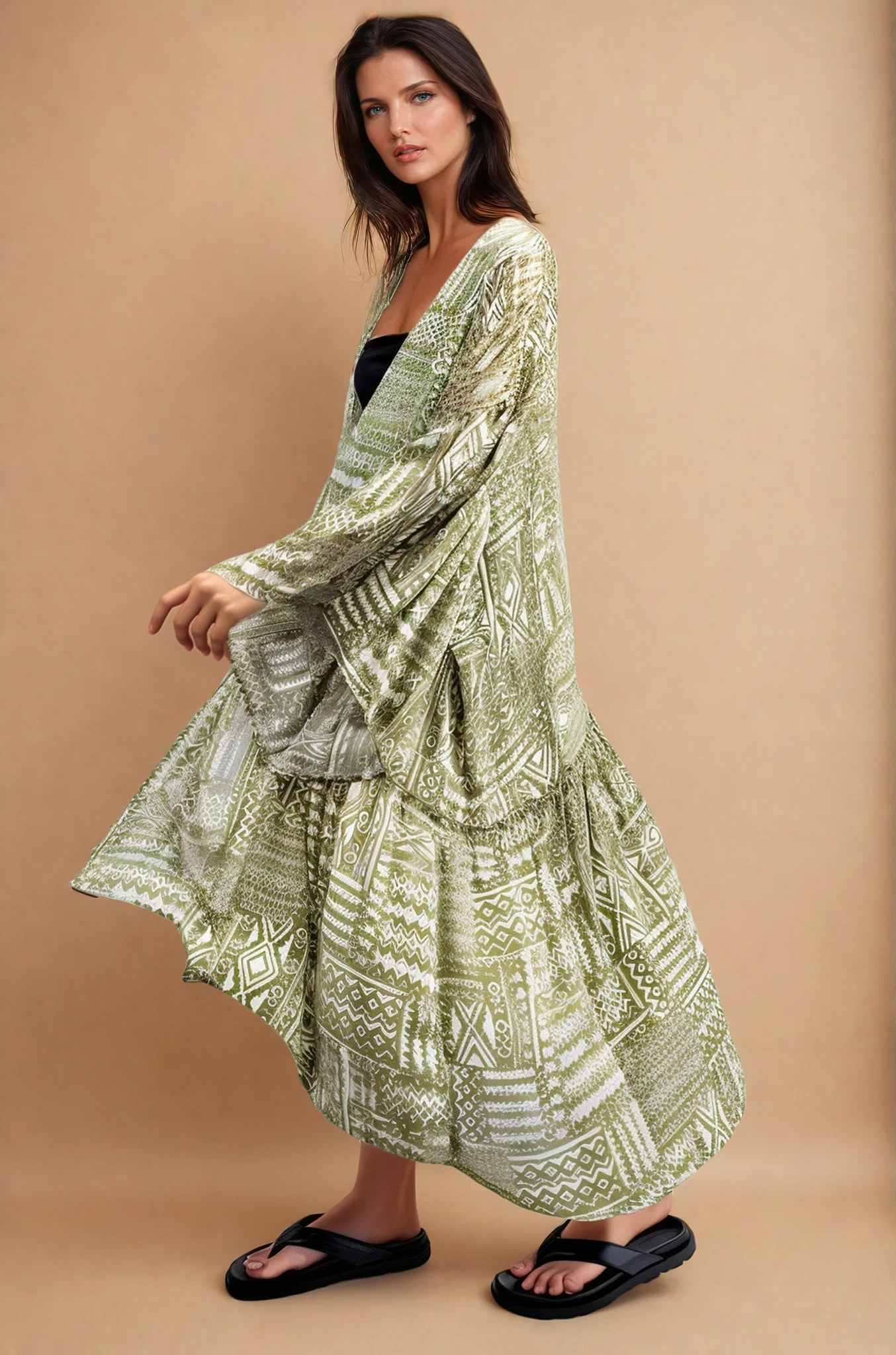 Byron Print Open Front Kimono