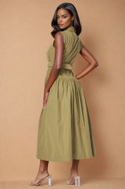 Miranda Olive Button Down Dress