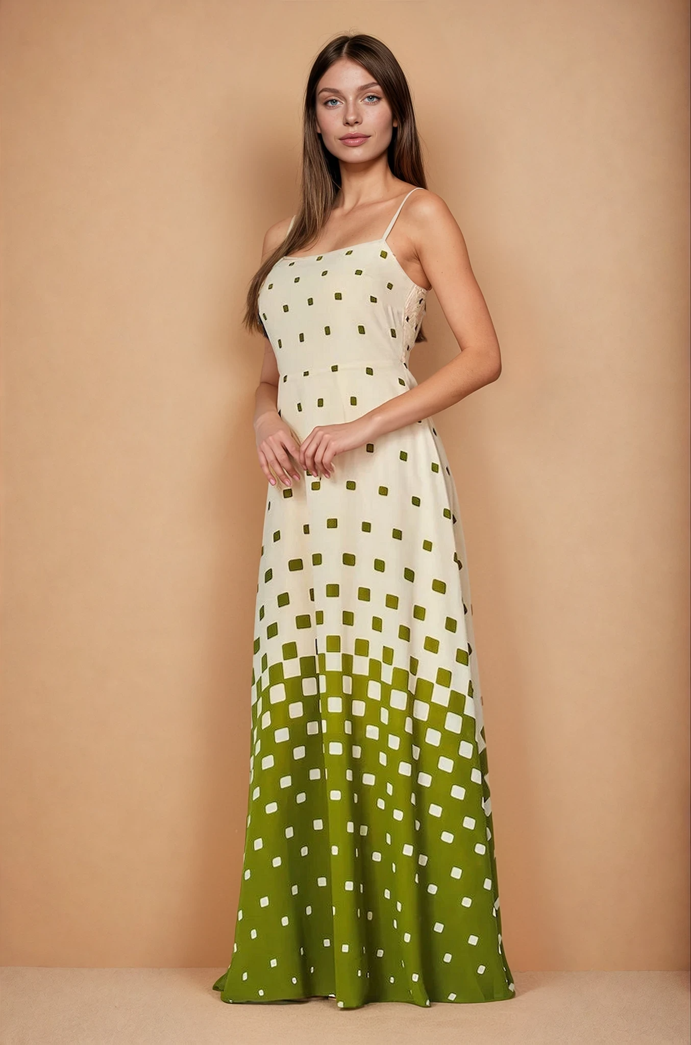 Mae Green Spotted Maxi Dress
