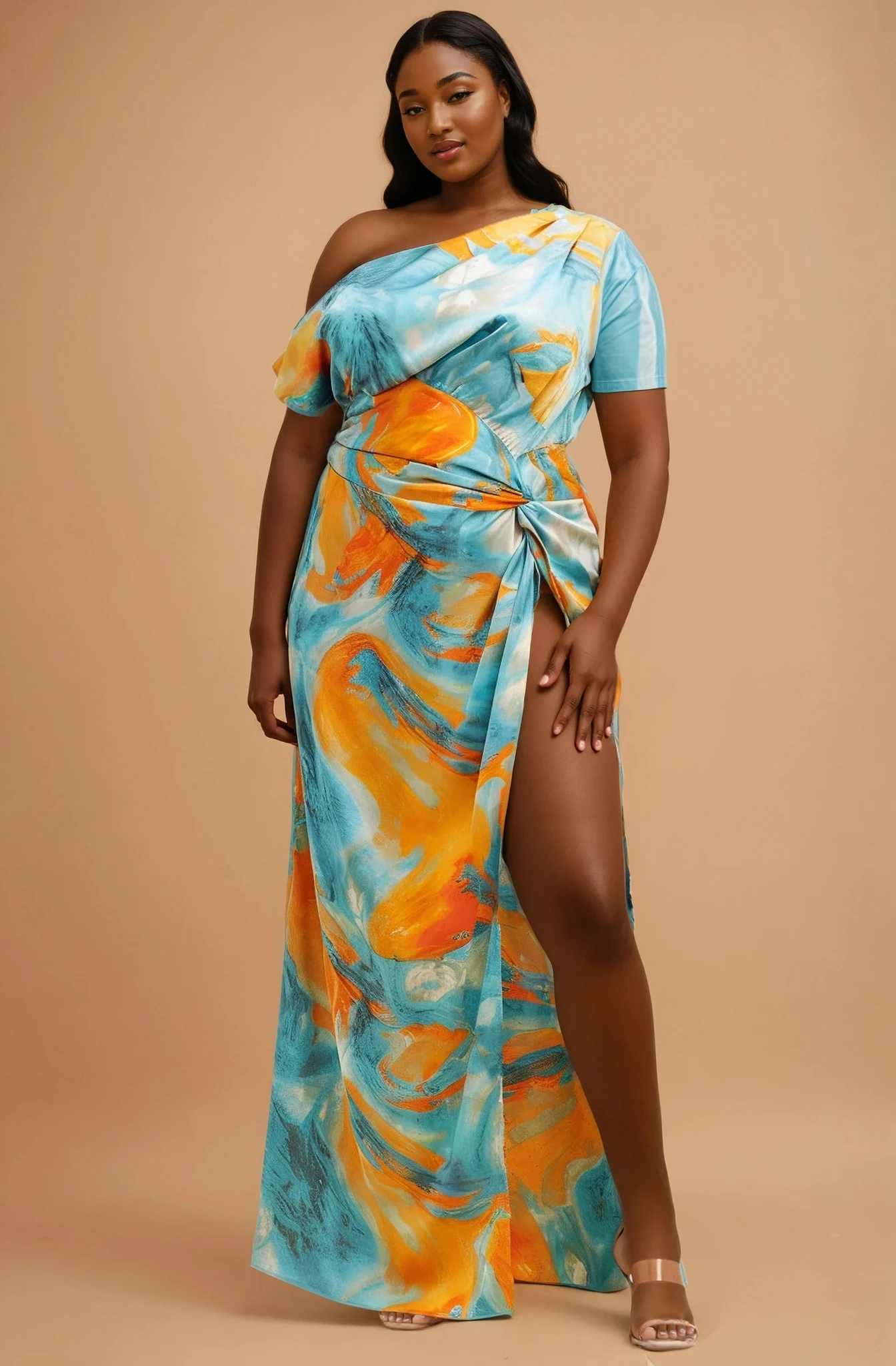 Eve Oura Slit Satin Dress