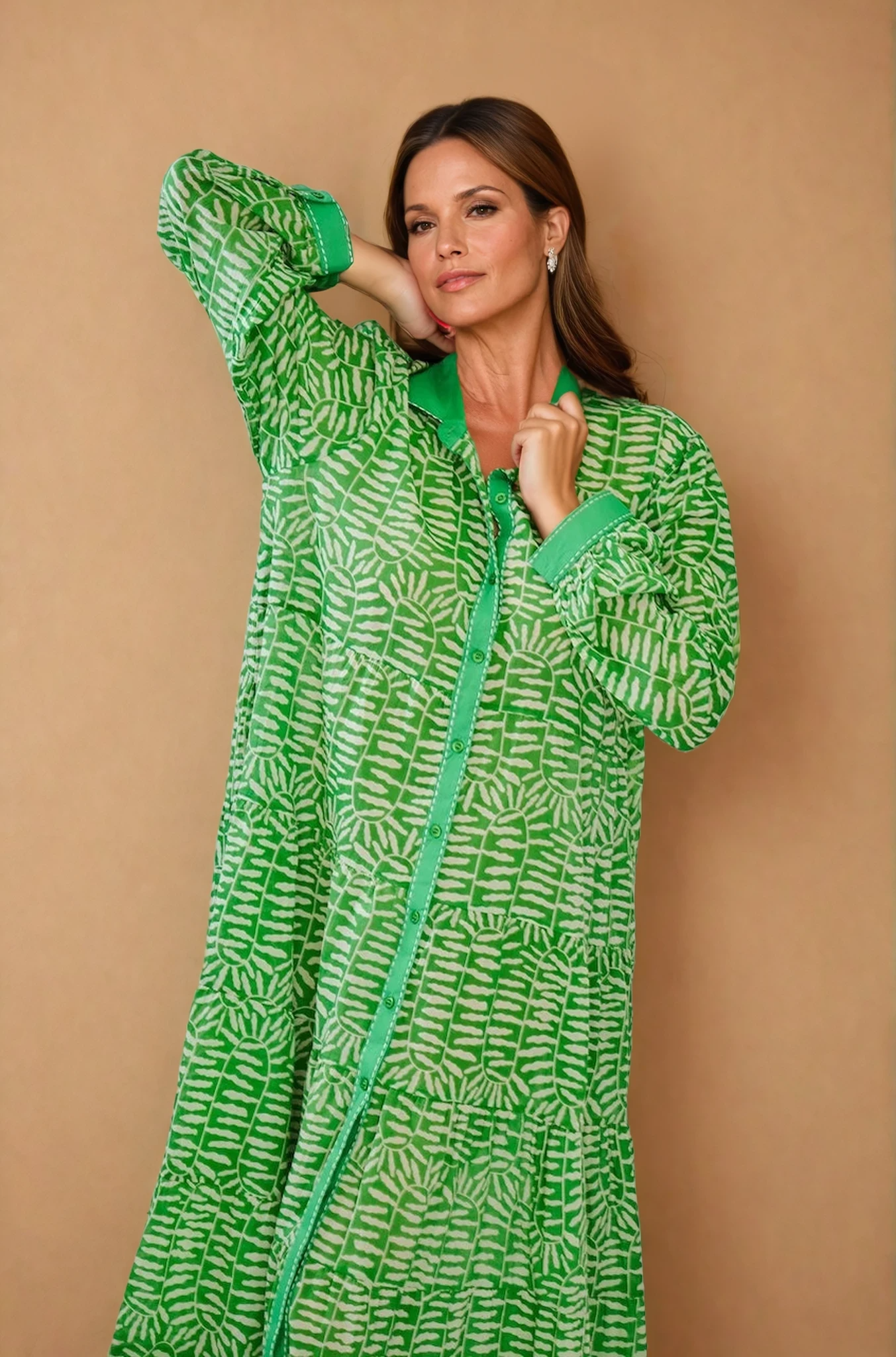 Green Button Down Maxi Dress