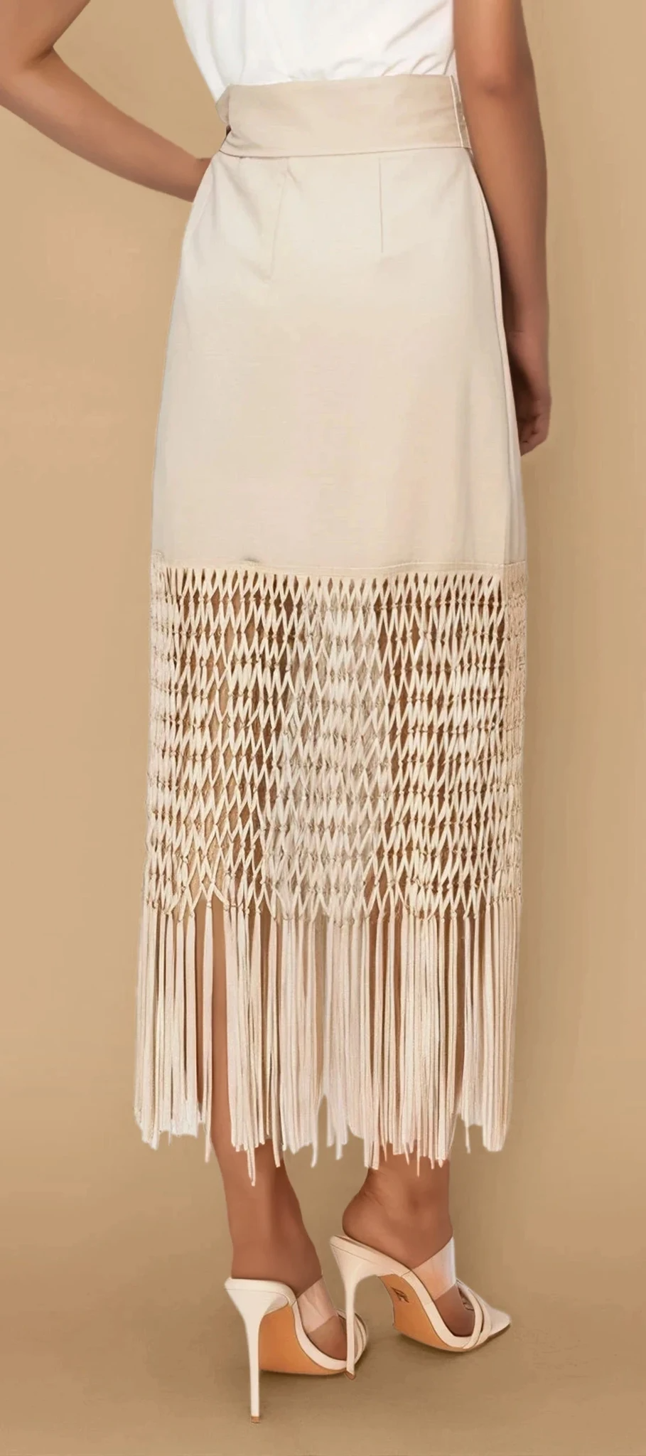 Soni Fringe Hem High Waist Skirt