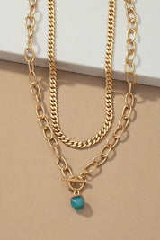 Cuban chain and a green natural stone pendant - NIXII Clothing