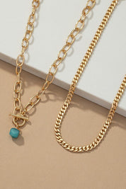 Cuban chain and a green natural stone pendant - NIXII Clothing