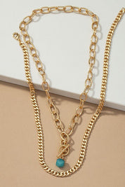 Cuban chain and a green natural stone pendant - NIXII Clothing