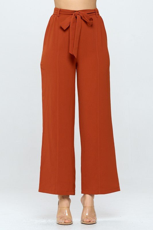 Sugar Brown High Waisted Belted Pants