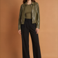 Retro Type Loose Short Drawstring Faux Leather Jacket
