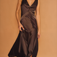 Chocolate Silk Satin Texture Maxi Dress