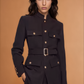 Gold Button Belted Blazer