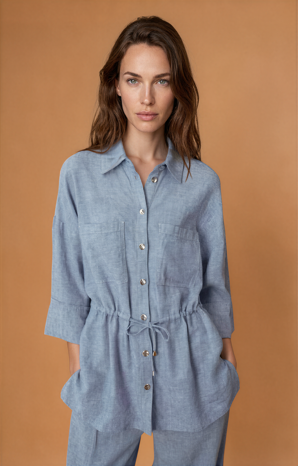 Women Clothing Spring Linen Blended Tour Safari Jacket Shirt