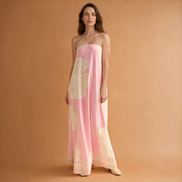 Bandeau Strapless Printed Dress