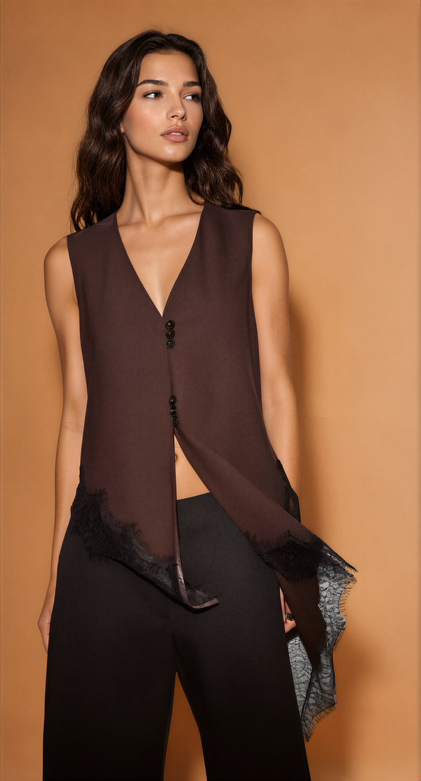 Lolly Asymmetric Lace Vest Top