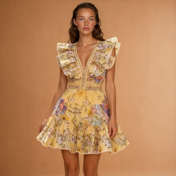 French Flying Sleeves Dress