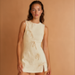 Bowknot Lace up Crew Neck Dress