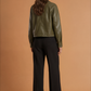 Retro Type Loose Short Drawstring Faux Leather Jacket