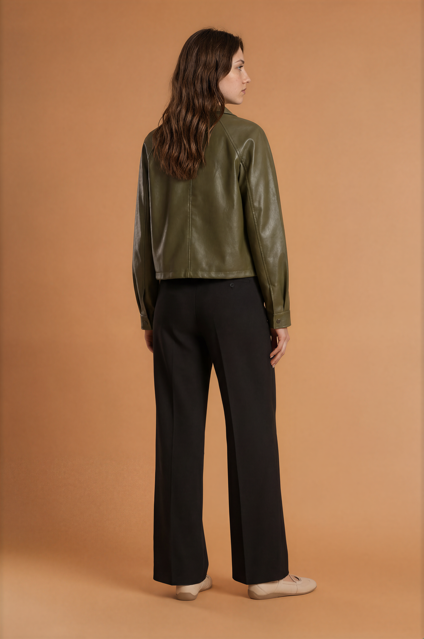Retro Type Loose Short Drawstring Faux Leather Jacket