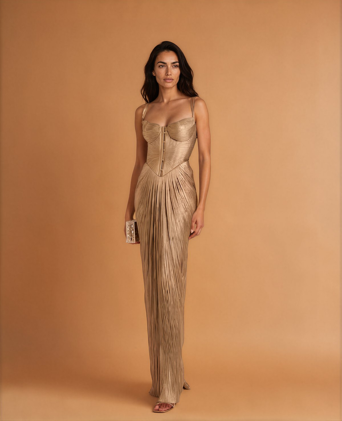 Lawry Gold Metallic Maxi Dress