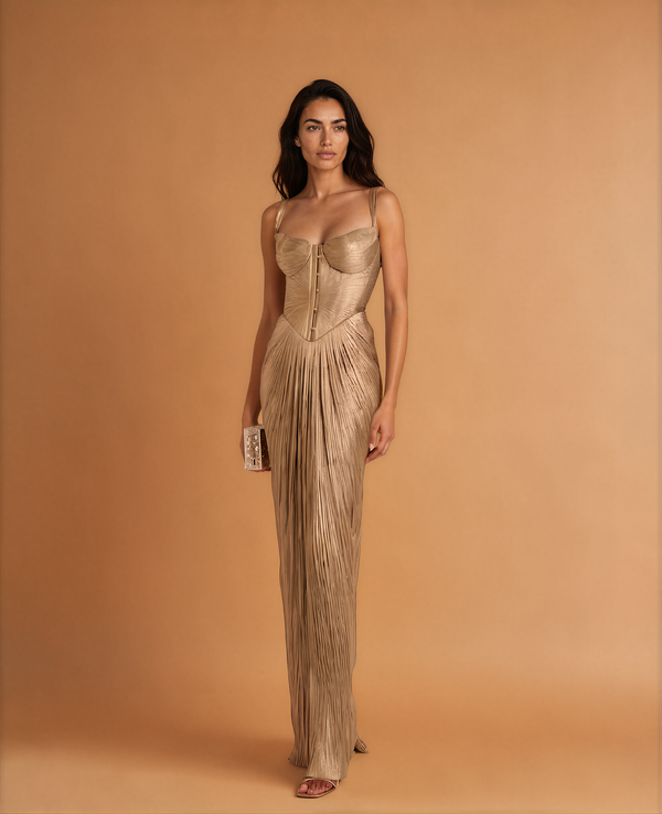 Lawry Gold Metallic Maxi Dress