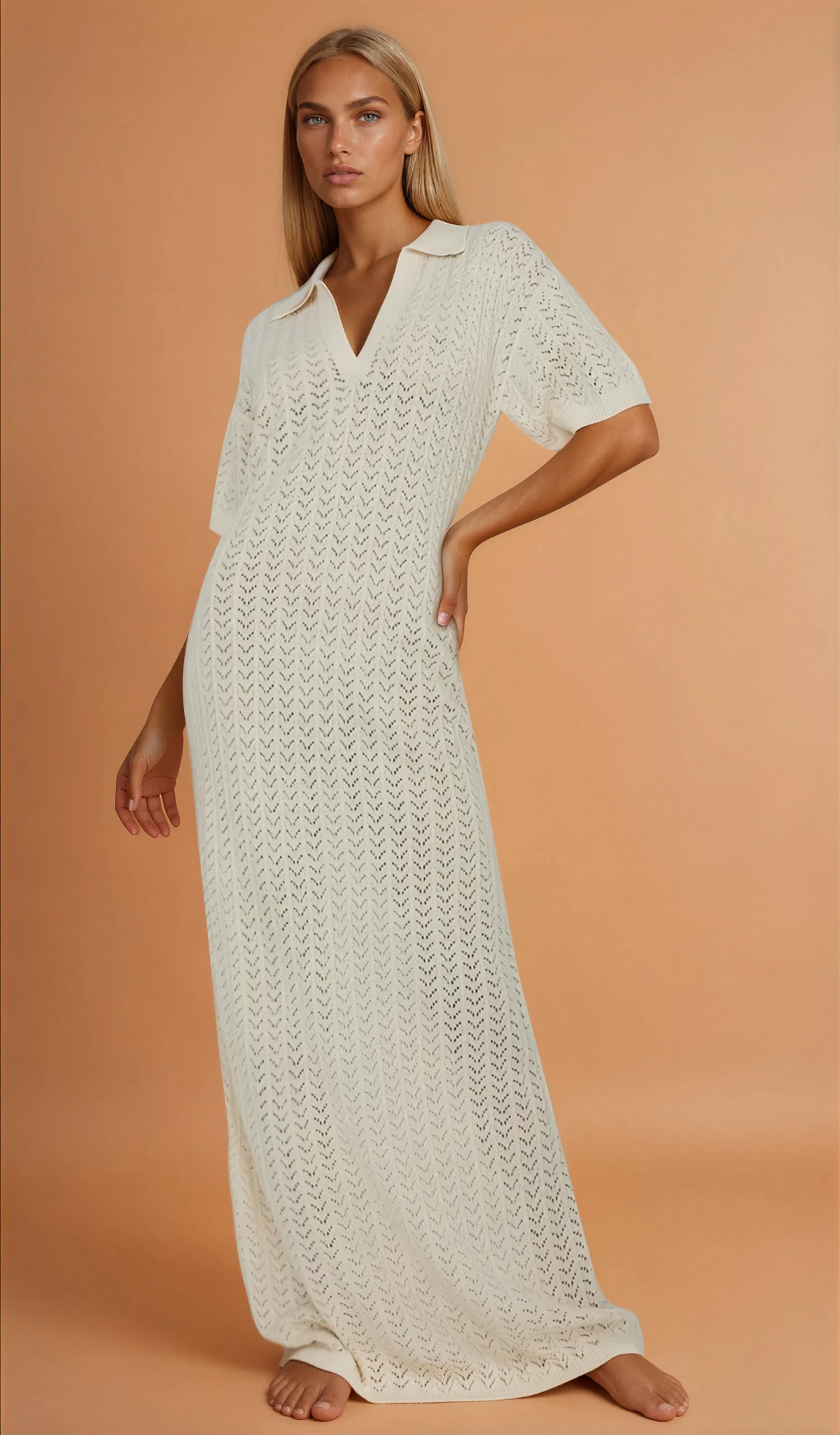 Lori Mesh V Neck Maxi Dress