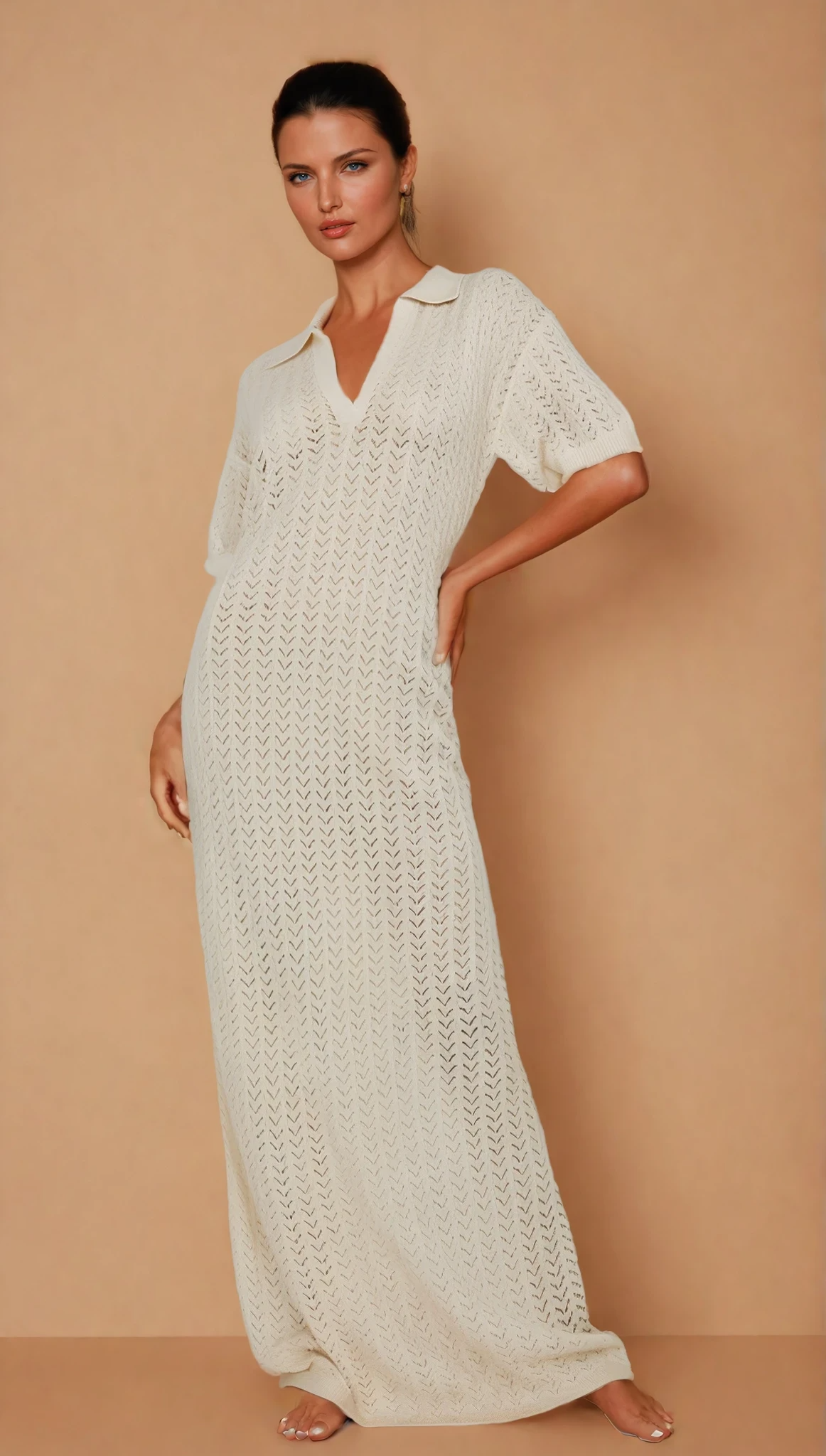 Lori Mesh V Neck Maxi Dress