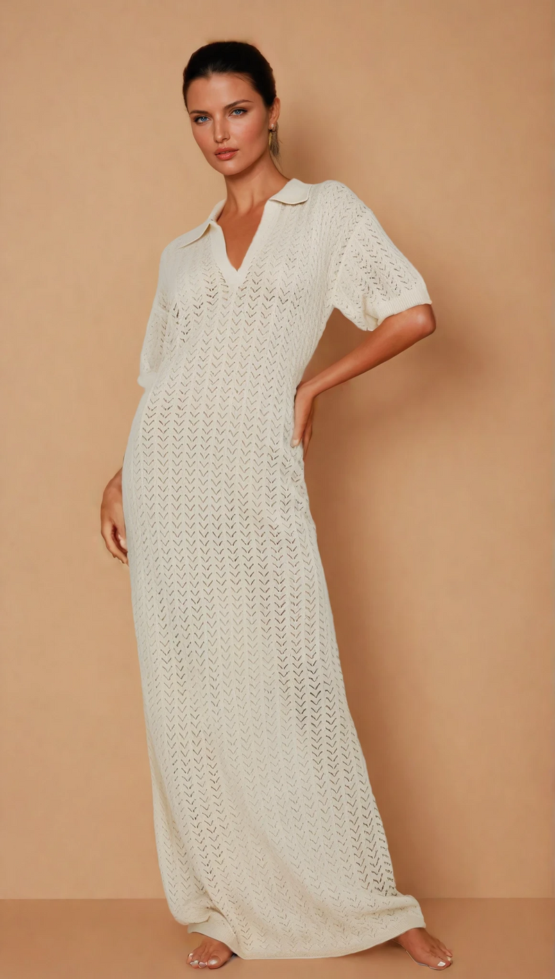 Lori Mesh V Neck Maxi Dress