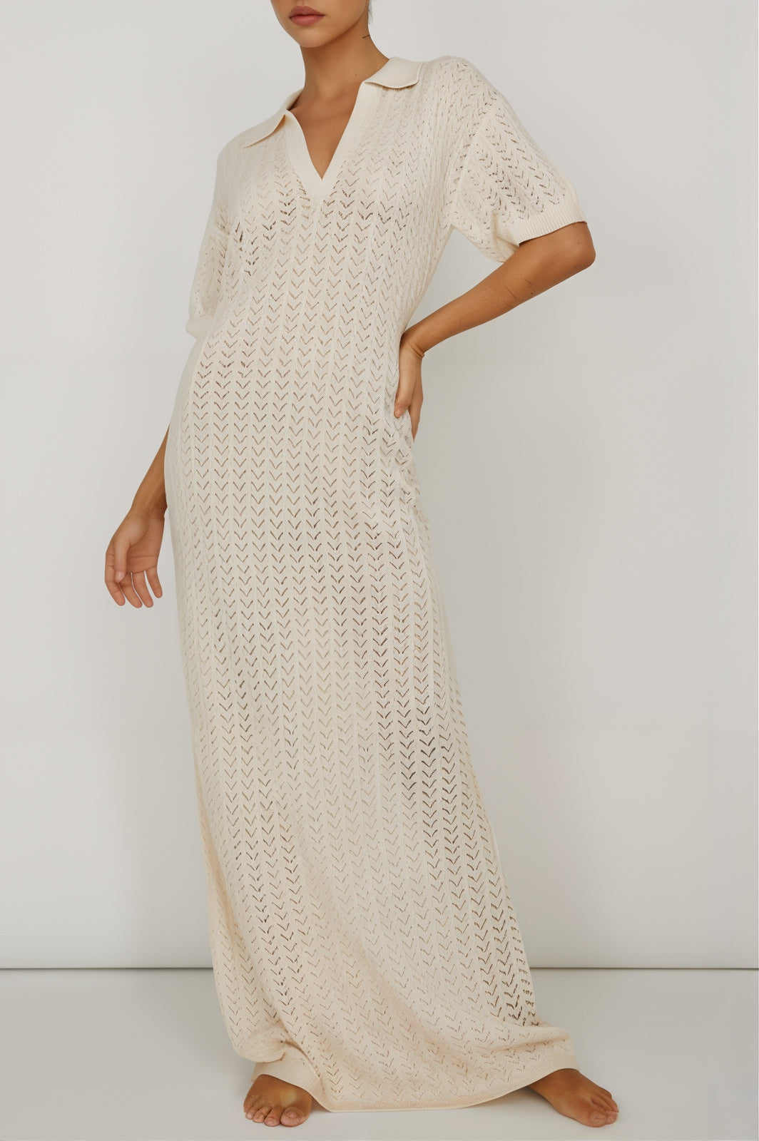 Lori Mesh V Neck Maxi Dress