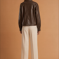 Retro Type Loose Short Drawstring Faux Leather Jacket