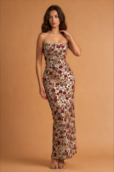 Sequined Sheath Dress Party Holiday Split Dress