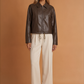 Retro Type Loose Short Drawstring Faux Leather Jacket