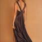 Chocolate Silk Satin Texture Maxi Dress
