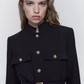 Fall Women Clothing with Belt Button Decoration Slim Fit Figure Flattering Blazer