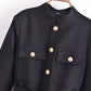 Fall Women Clothing with Belt Button Decoration Slim Fit Figure Flattering Blazer