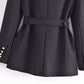 Fall Women Clothing with Belt Button Decoration Slim Fit Figure Flattering Blazer