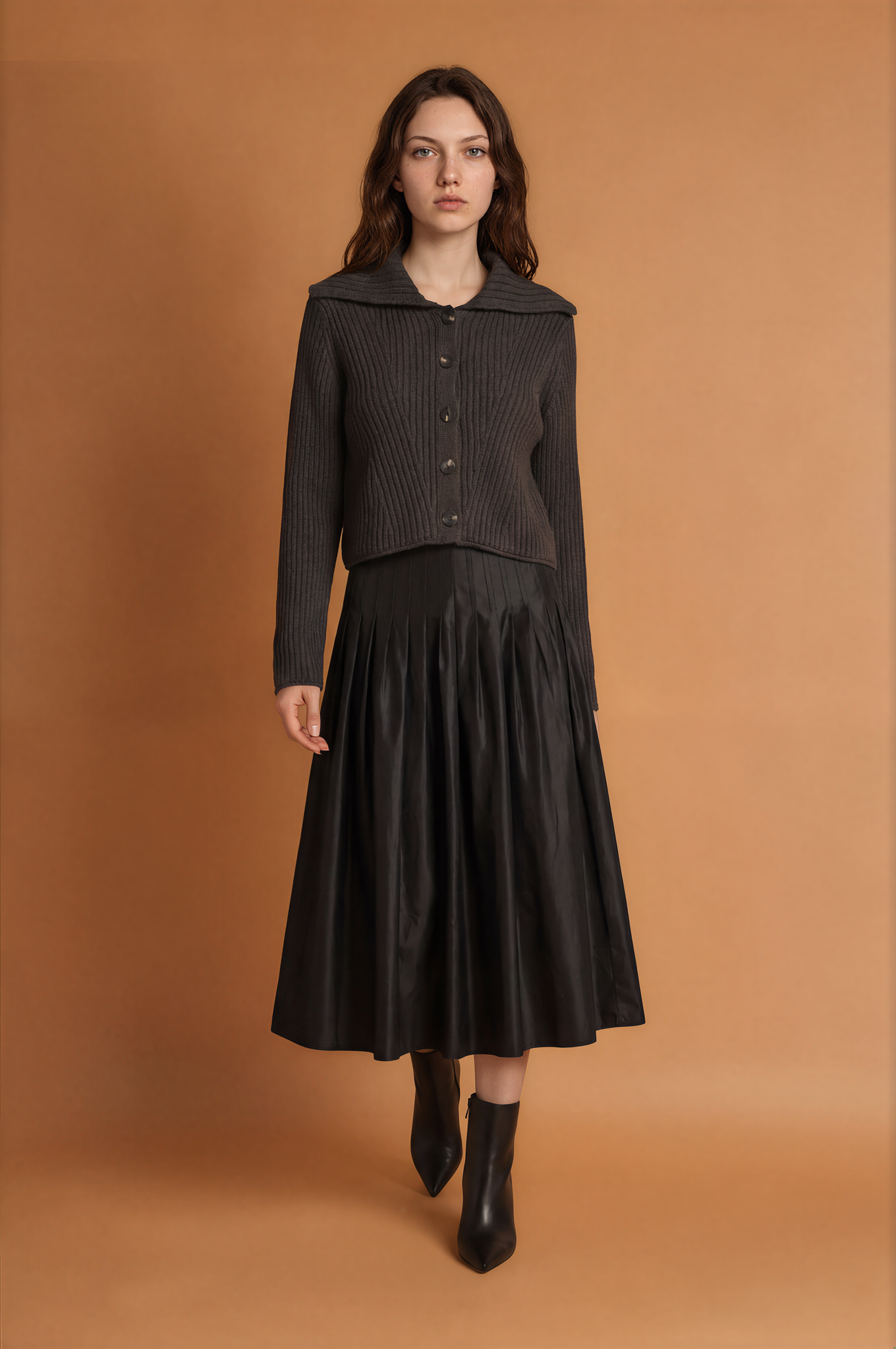 Autumn Large Collared  Button Knitted Cardigan