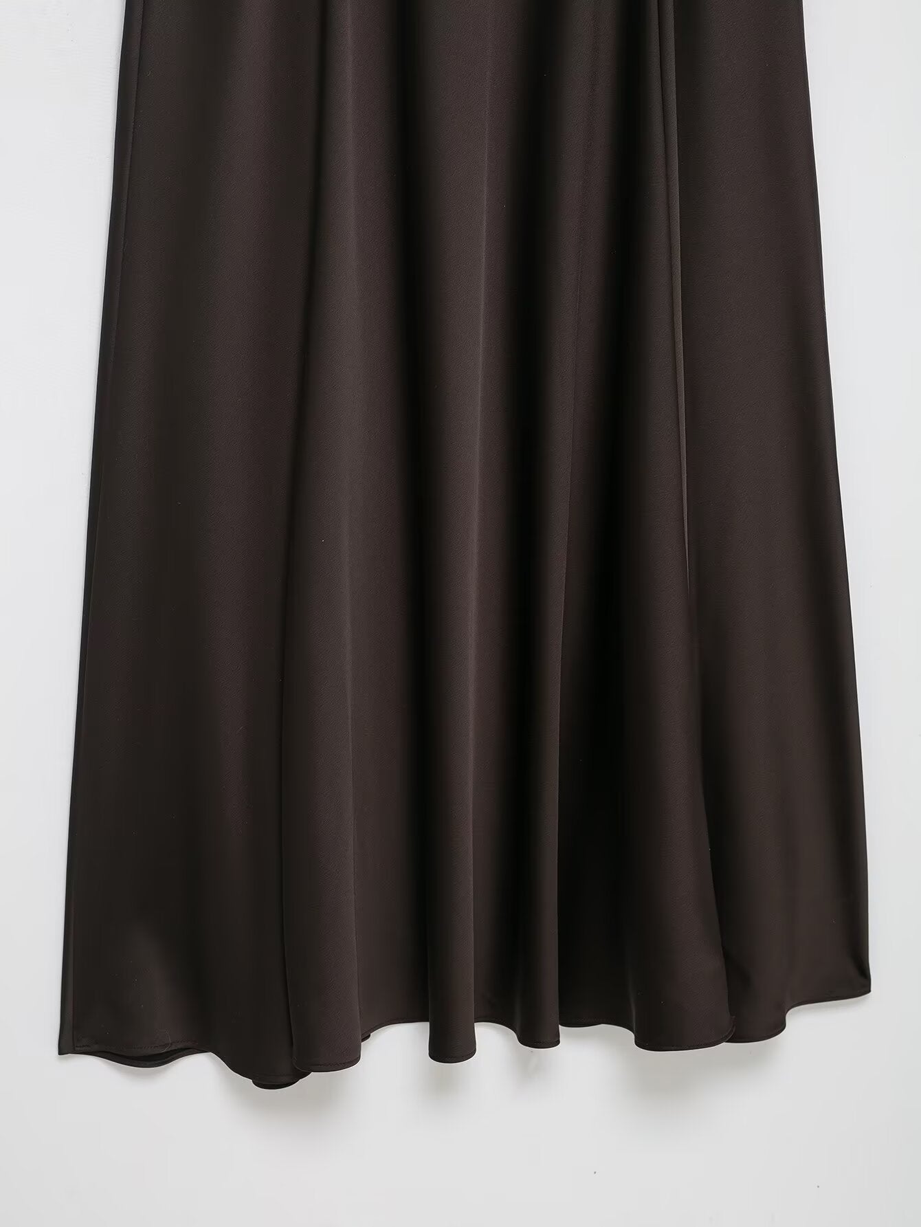 Chocolate Silk Satin Texture Maxi Dress