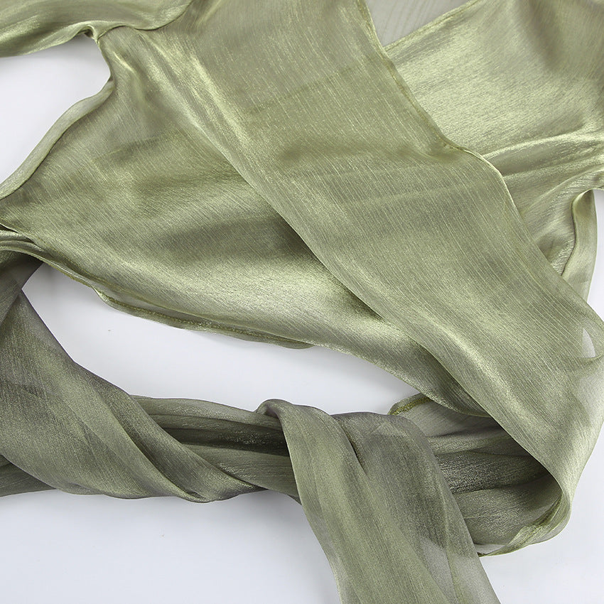 Green Sheer Long Sleeve Top