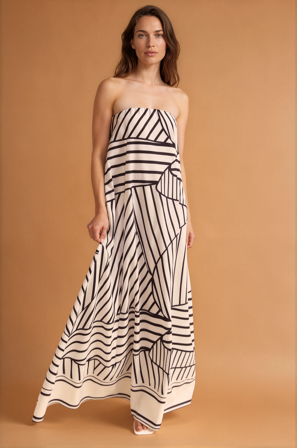 Bandeau Strapless Printed Dress