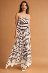 Bandeau Strapless Printed Dress