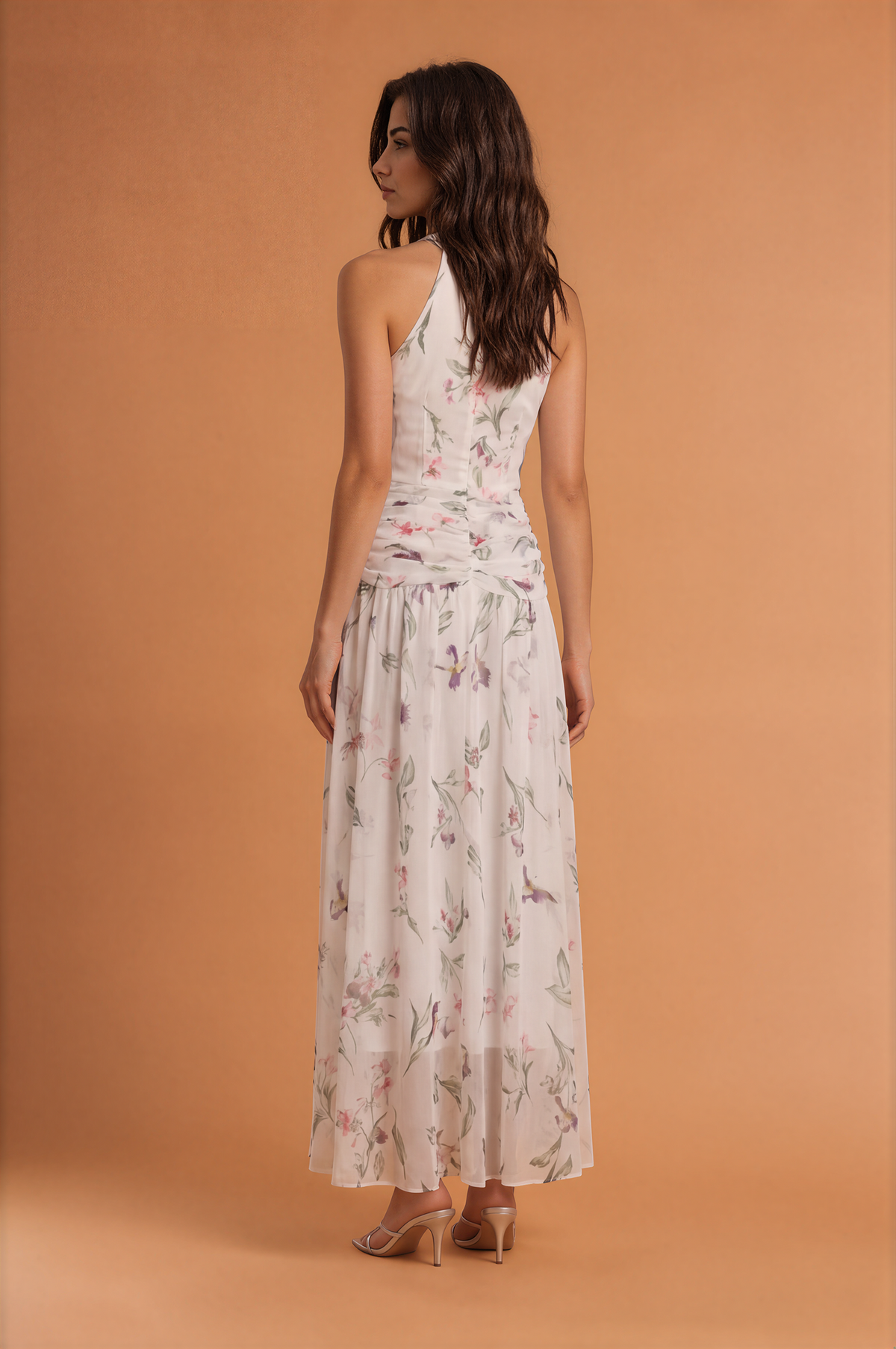 Floral Printed Ribbon Maxi Dress