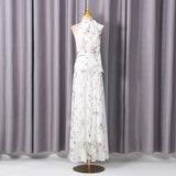 Floral Printed Ribbon Maxi Dress