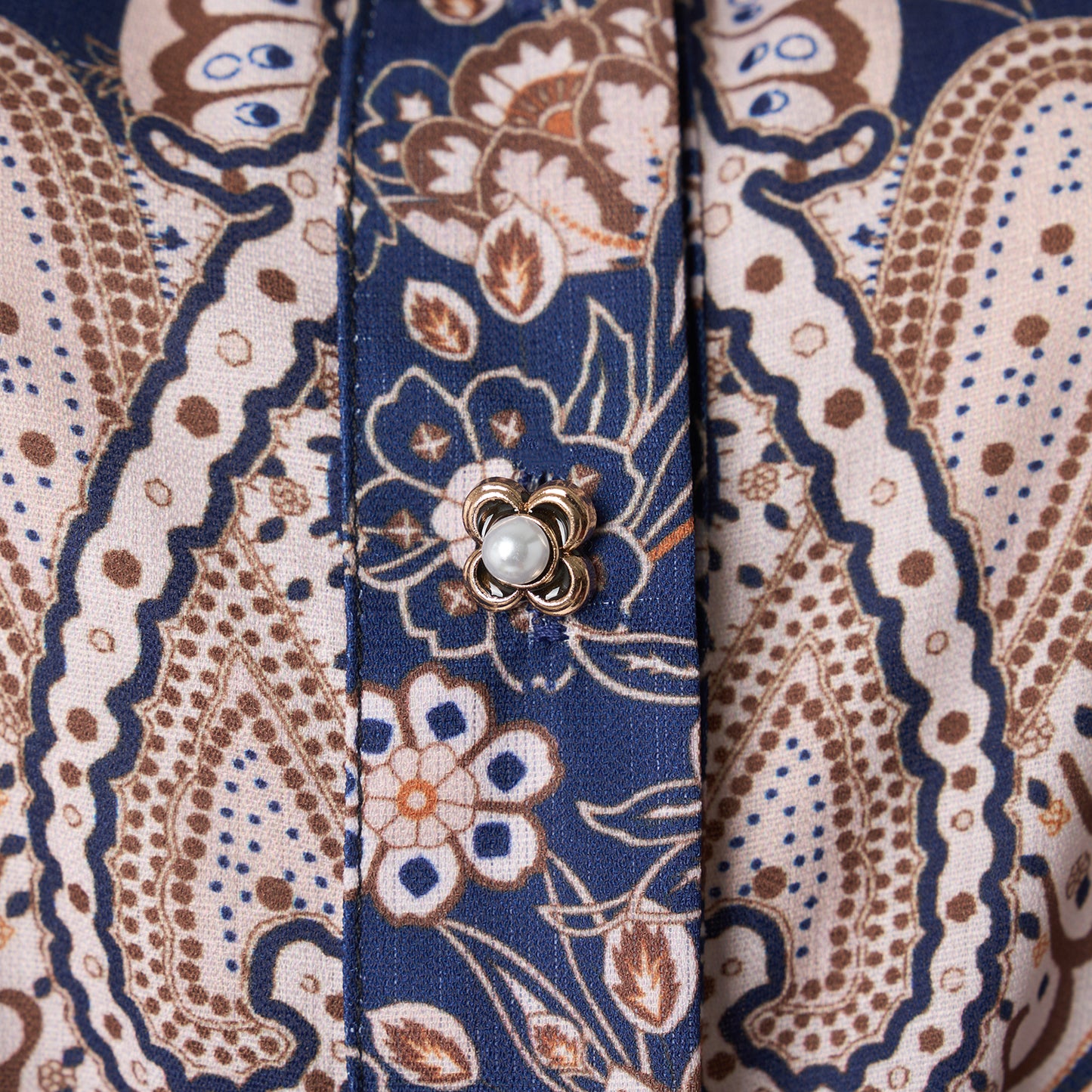 Lantern Sleeve Positioning Printed Single Breasted Lapel Lace Up Navy Blue Dress