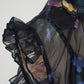 Black Flower Embroidered Three Dimensional Flower Ear Edge Two Piece Dress Women Sling