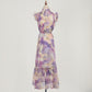 Black Flower Embroidered Three Dimensional Flower Ear Edge Two Piece Dress Women Sling