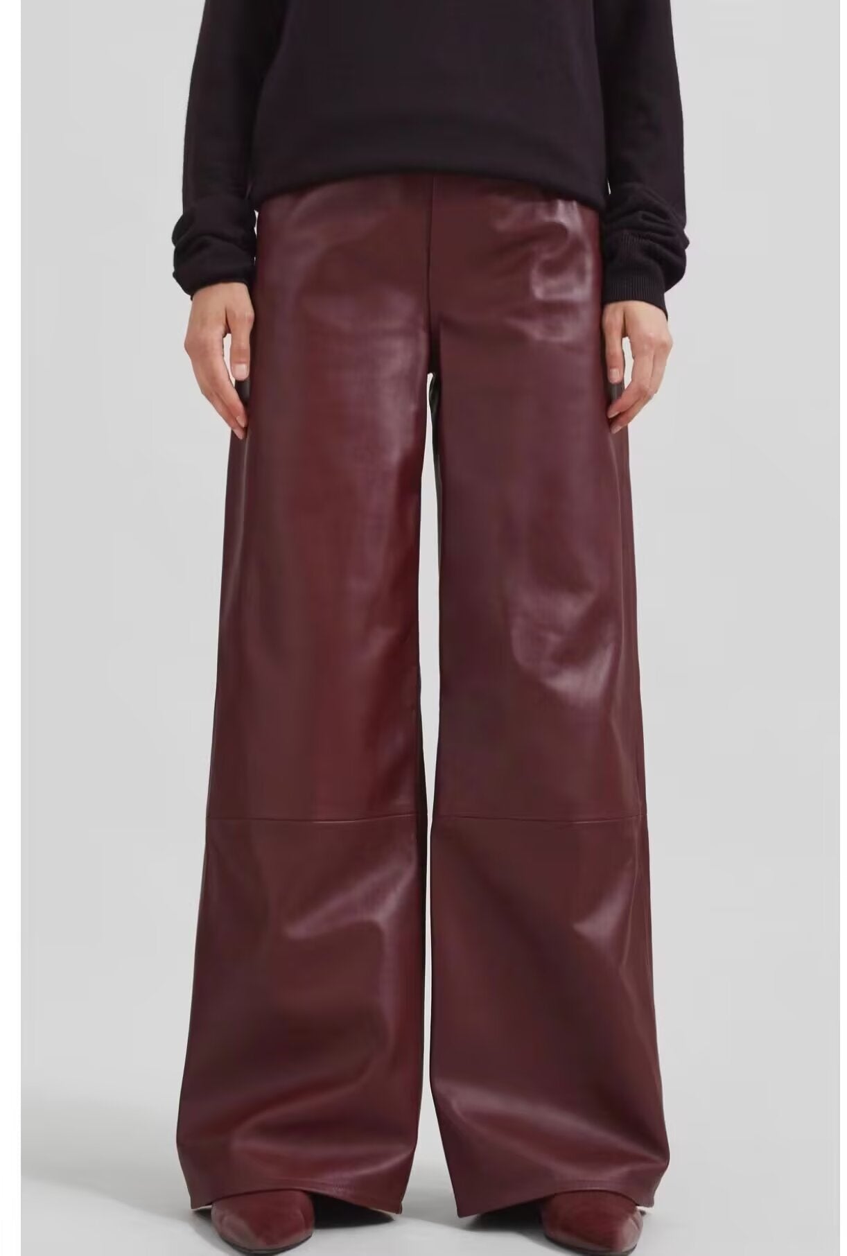 Rouge High Waist Wide Leg Faux Leather Pants