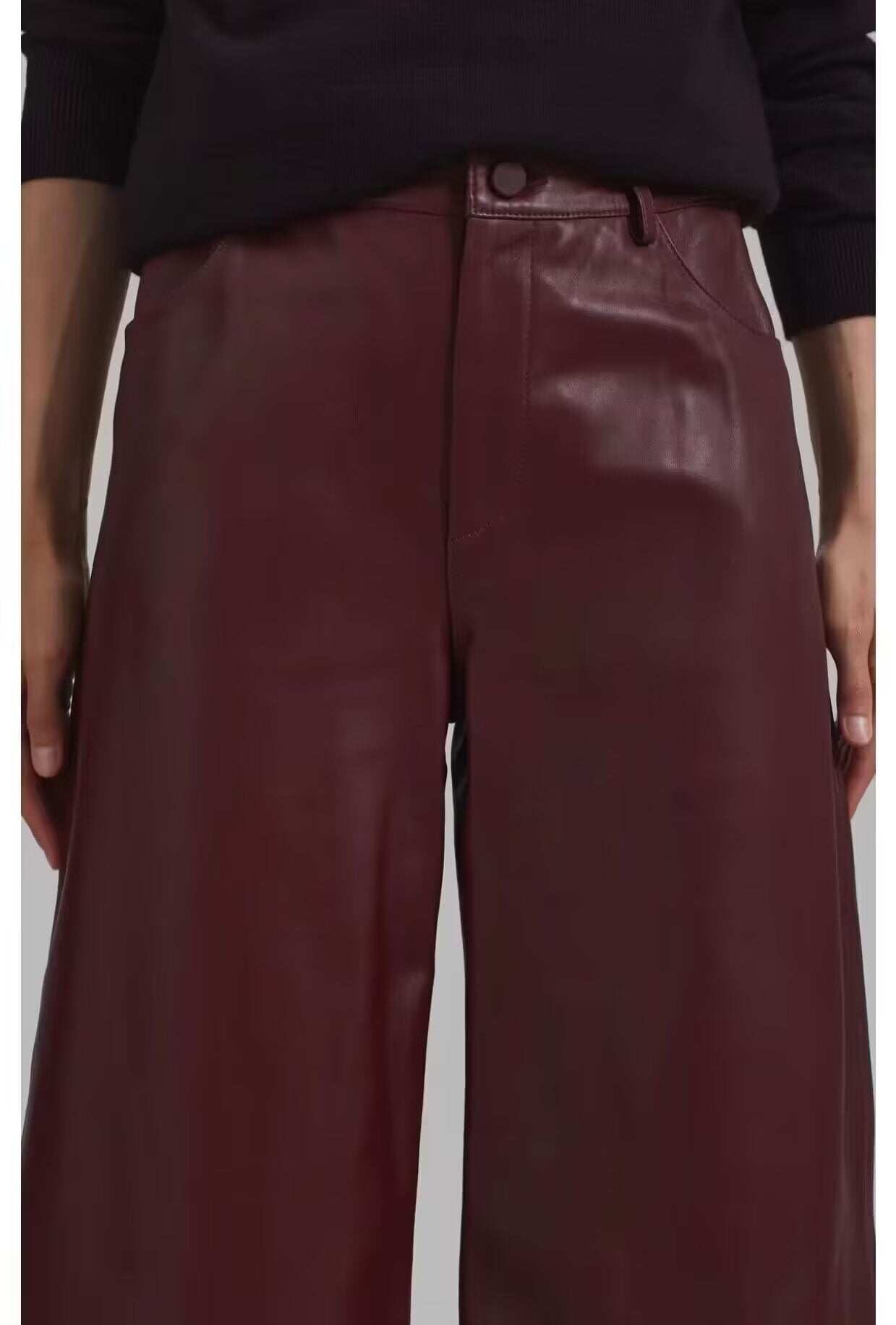 Rouge High Waist Wide Leg Faux Leather Pants