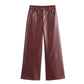Rouge High Waist Wide Leg Faux Leather Pants