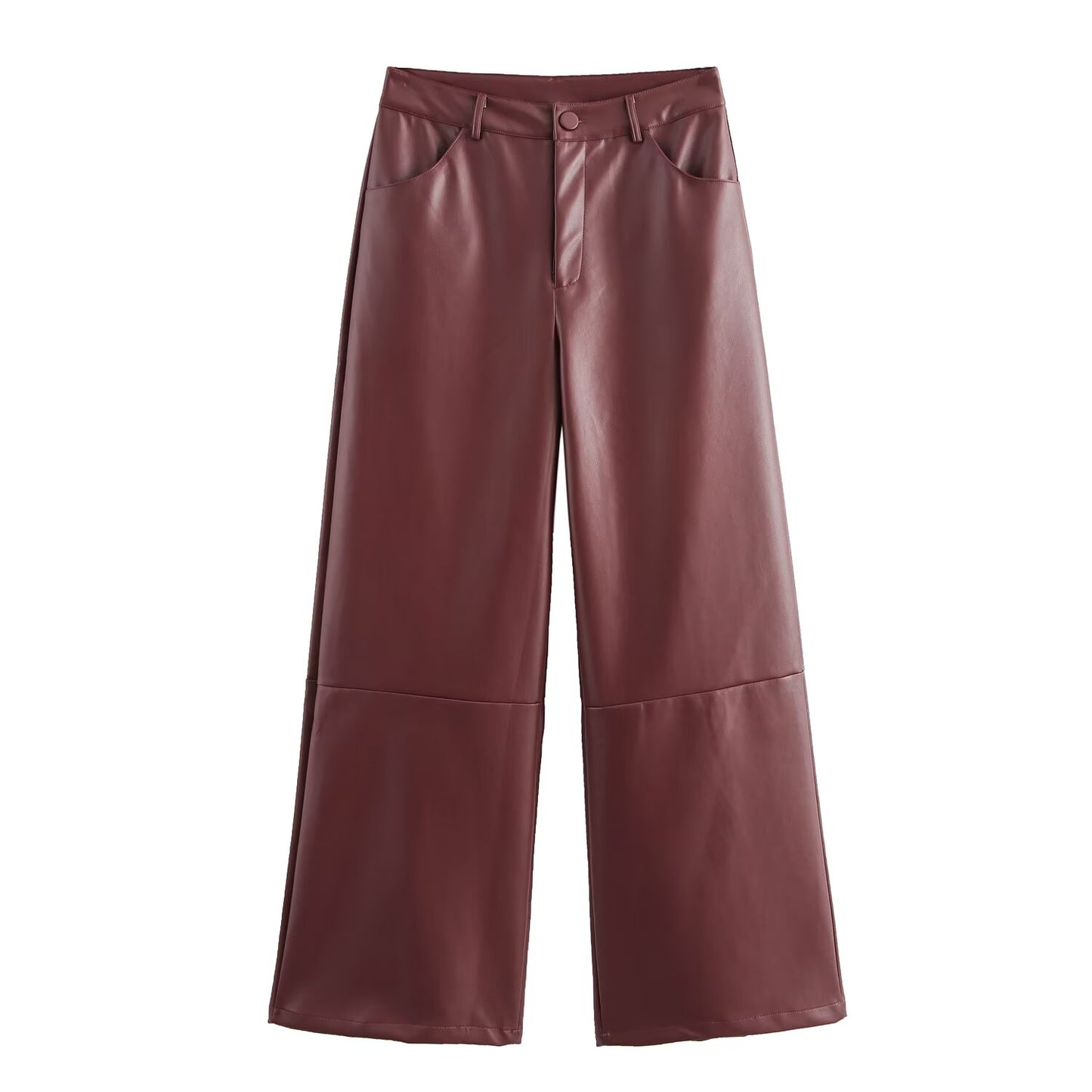 Rouge High Waist Wide Leg Faux Leather Pants