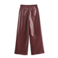 Rouge High Waist Wide Leg Faux Leather Pants